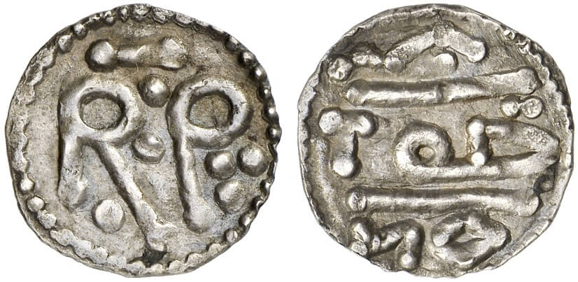 Pippin der Kurze. Denar – nicht in Nîmes geprägt, dort befand sich keine Prägestätte, sondern wahrscheinlich in Antrain oder Saint-Denis. Aus Auktion Künker 227 (2013), 2080. Pippin der Kurze. Denar – nicht in Nîmes geprägt, dort befand sich keine Prägestätte, sondern wahrscheinlich in Antrain oder Saint-Denis. Aus Auktion Künker 227 (2013), 2080.