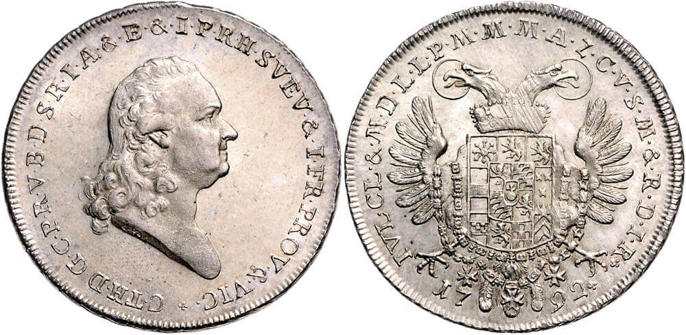 Los 52: Karl Theodor 1777-1799. Vikariatstaler 1792. min. just., Prachtexemplar. st-. Mindestgebot: 1.800 EUR.
