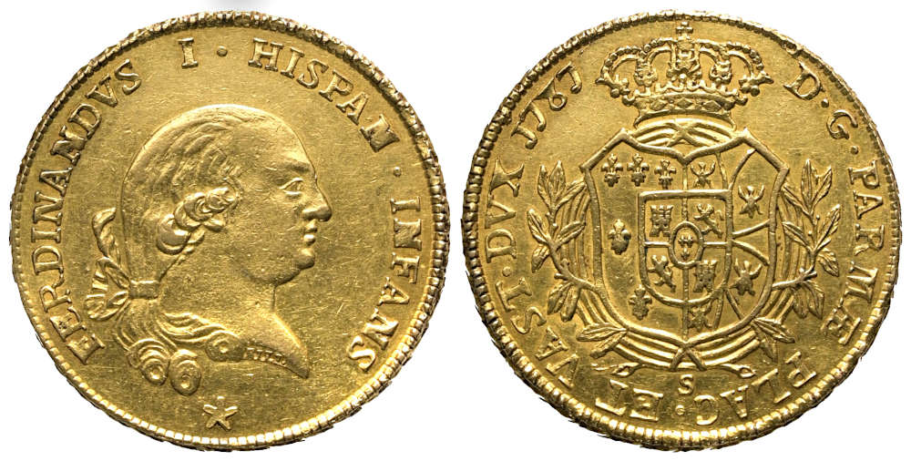 Los 1266: Parma, Herzogtum. Ferdinano I. Borbone. 4 Doppie 1787. Schätzpreis: 2.800 EUR.