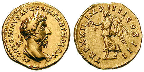 Nr. 95165: Römische Kaiserzeit. Marcus Aurelius (161-180). Aureus, 168, Rom. Anmutige Darstellung der Victoria. Kleiner Kratzer. Fast vorzüglich. Verkaufspreis: 7.500 EUR.