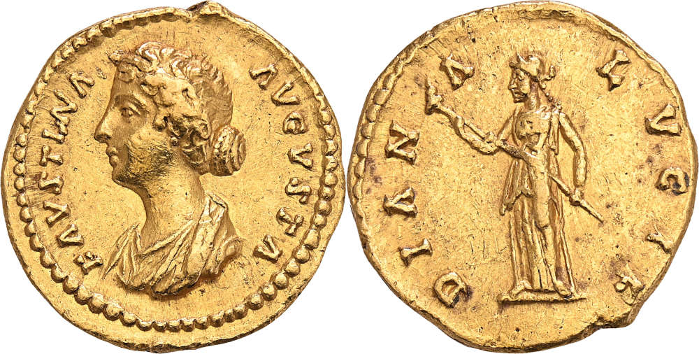 No. 3224: Faustina II. Aureus, 161-176. Very fine. Estimate: 2,500 euros.