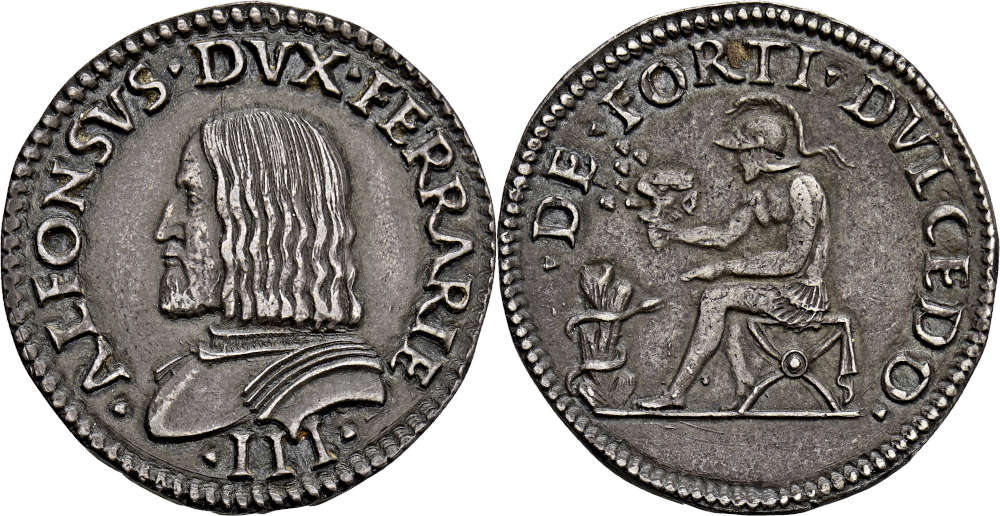  No. 3512: Italy / Ferrara. Alfonso I d’Este, 1505-1534. Testone n.d. Very rare. Very fine to extremely fine. Estimate: 2,000 euros.