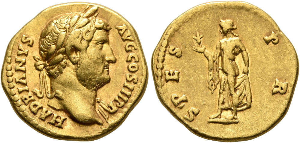 Hadrian, 117-138. Aureus. Aus Leu Numismatik Webauktion 26 (2023), Nr. 3109.