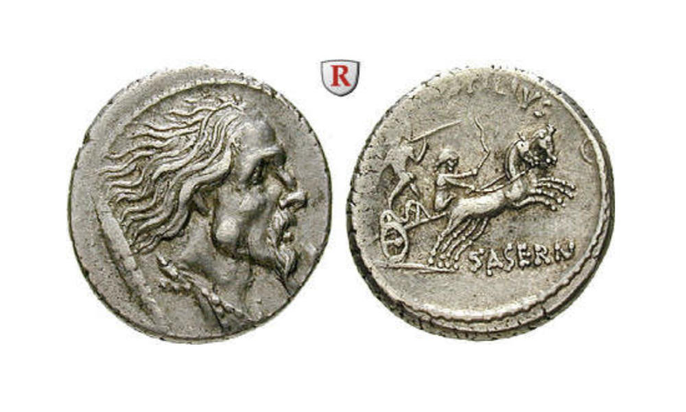 Römische Republik, L. Hostilius Saserna. Denar, 48 v.Chr., Rom. Fast vorzüglich. Münzenhandelung Ritter GmbH. 4.500 EUR.