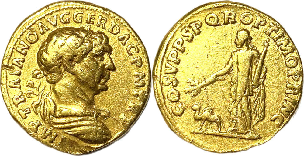 Römische Kaiserzeit. Trajan (98-117). Aureus, Schön-sehr schön. Richelieu Numismatique. 2.800 EUR.