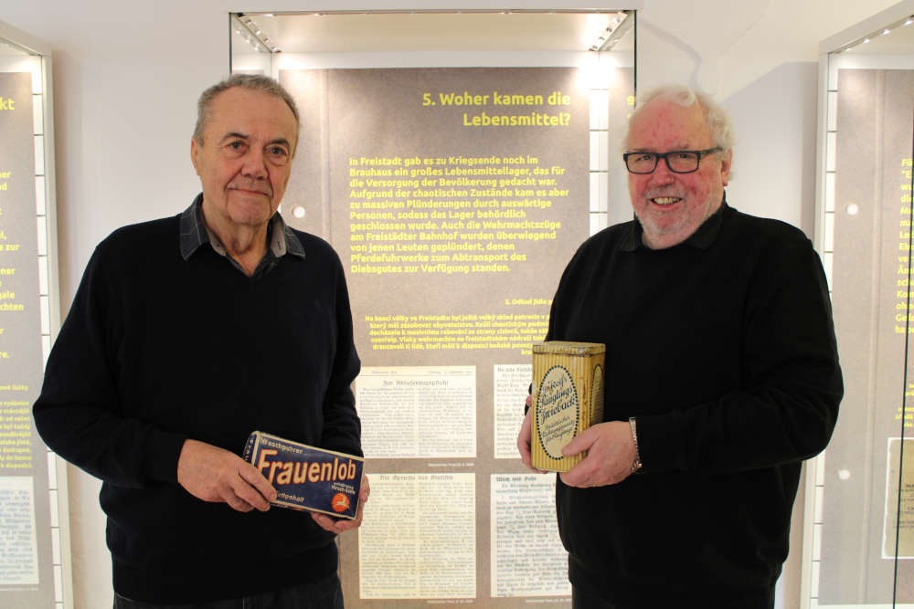 Gestalter der Ausstellung Kurt Cerwenka und Fritz Fellner. Foto: © Mühlviertler Schlossmuseum Freistadt.