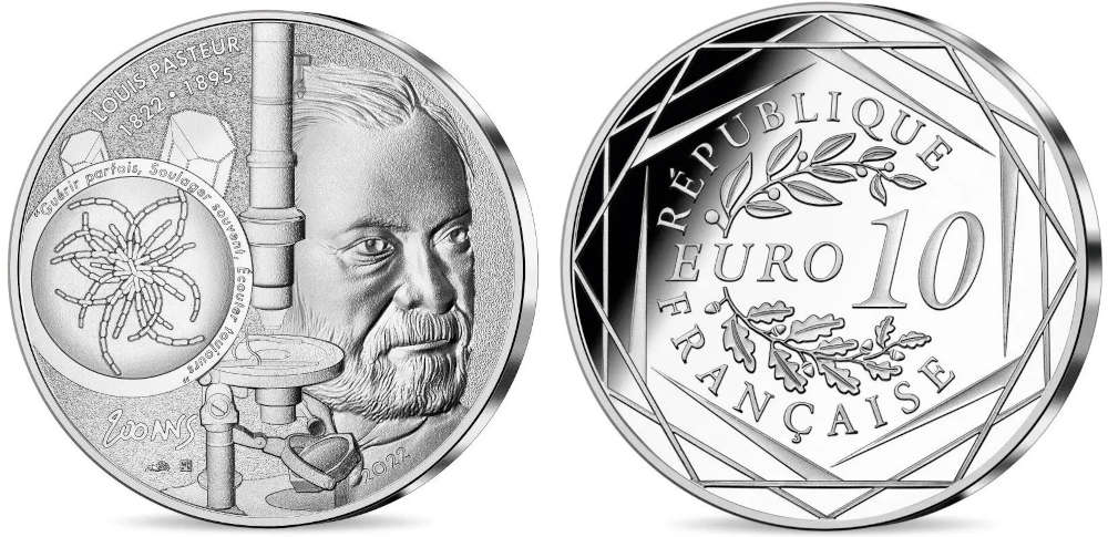Historisch bedeutendste Münze - Frankreich: 10 Euro, Silber. Pasteur.