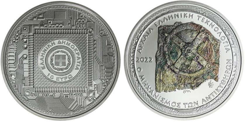 Beste Kronenmünze - Griechenland: 10 Euro, Silber. Der Mechanismus von Antikythera.