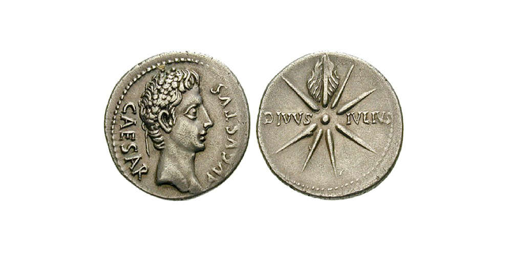 Nr. 92338: Römische Kaiserzeit. Augustus (27 v. Chr.-14 n. Chr.). Denar, 19/18 v. Chr. Caesaraugusta. Prachtvoller Stil. Kleine Kratzer auf der Vorderseite, fast Vorzüglich. Verkaufspreis: 4.800 EUR.