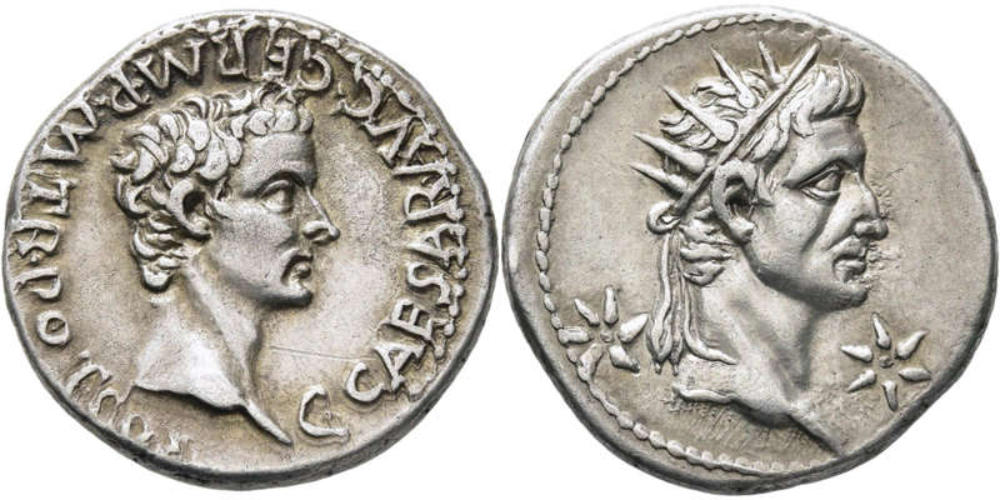 Los 2321: Römisches Kaiserreich. Caligula (37-41 n. Chr.) und Augustus. Denar. Taxe € 10.000.