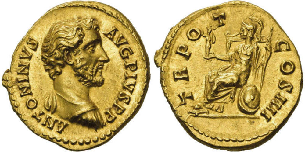 Los 2467: Römisches Kaiserreich. Antoninus Pius. 138-161 n. Chr. Aureus. Taxe € 9.000.