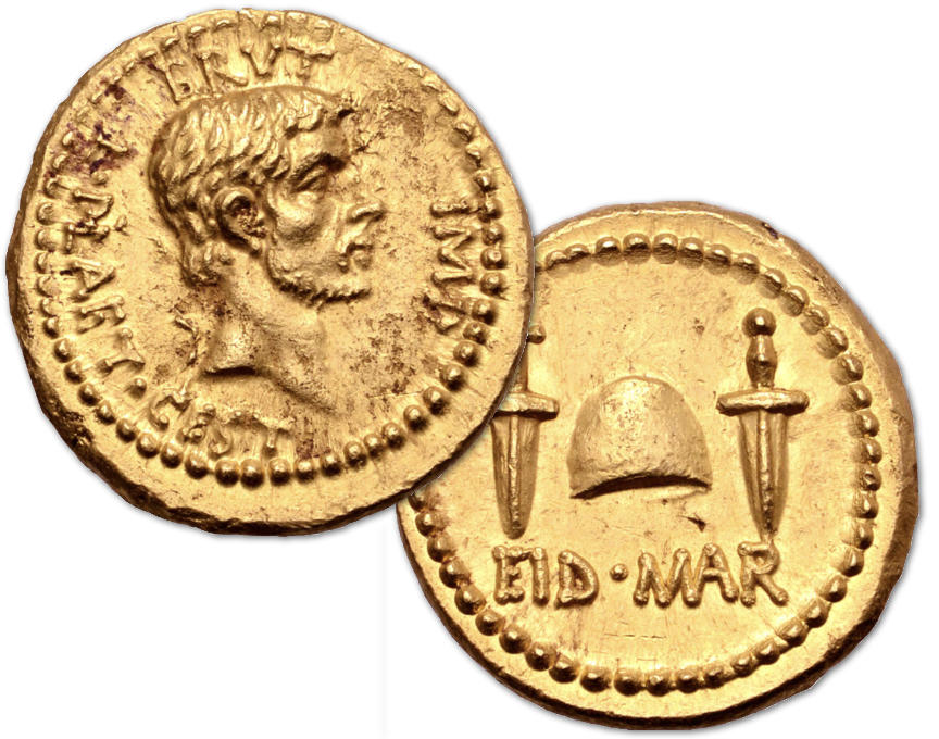 Im Zentrum der Anklage gegen Richard Beale steht die Provenienz der zeitweise teuersten antiken Münze der Welt, eines Eid-Mar-Aureus. Aus Auktion Roma Numismatics XX (2020), Los 463. Zuschlag: 3.240.000 Pfund.
