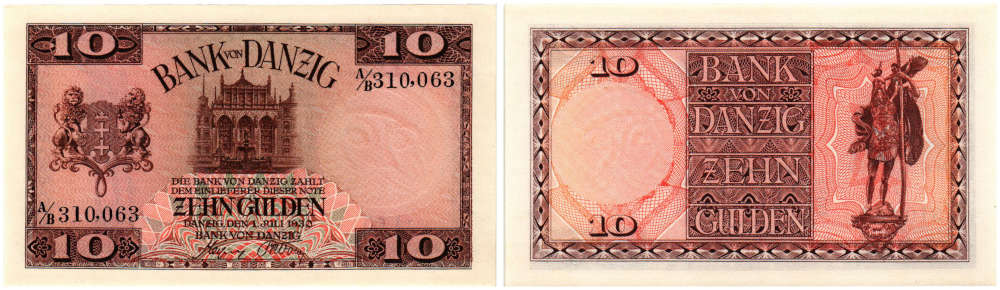 Los 279: Danzig. 10 Gulden, 1.07.1930. I. Taxe: 3.000 EUR.