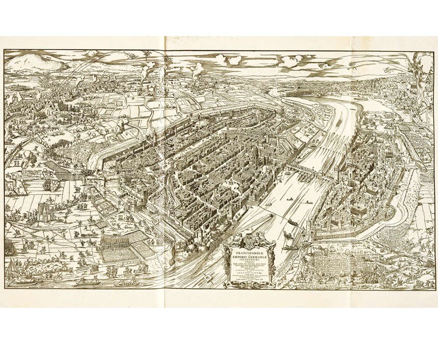 Belagerungsplan der Stadt Frankfurt nach dem Original von Conrad Faber von Creuznach aus dem Jahr 1552.