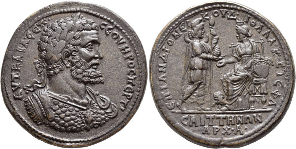 Los 125: Lydien, Saitta. Septimius Severus, 193-211 n. Chr. AE Medaillon. Schätzung: 25’000 CHF.