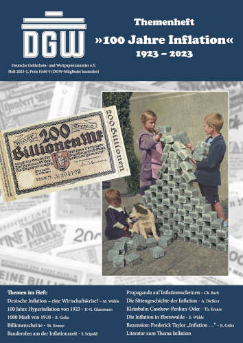 Das Cover des DGW Heftes 100 Jahre Inflation. Bild: DGW e.V.