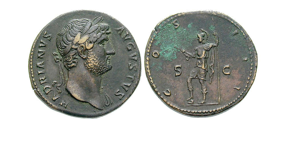 Nr. 92456: Römische Kaiserzeit. Hadrian (117-138). Sesterz, 125-128, Rom. Attraktives Portrait. Fast Vorzüglich. Verkaufspreis: 1.600 EUR.