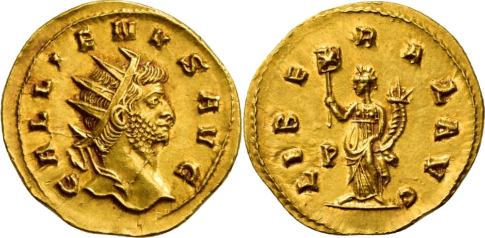 Lot 293: Roman coins. Gallienus. Binio, 260/261, Rome. 2nd known specimen Extremely fine-uncirculated. Estimate: 10,000 EUR.