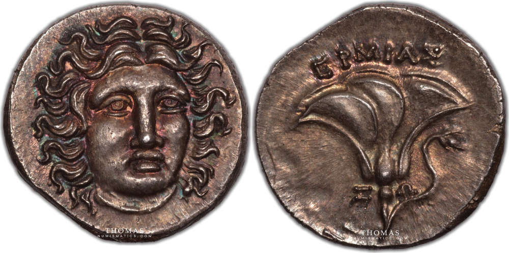Griechen. König von Makedonien. Perseus (179-168 v. Chr.) Drachme, ca. 168 v. Chr. Pseudo-Rhodian. Stempelglanz. Thomas Numismatics. Verkaufspreis: 2.300 EUR.