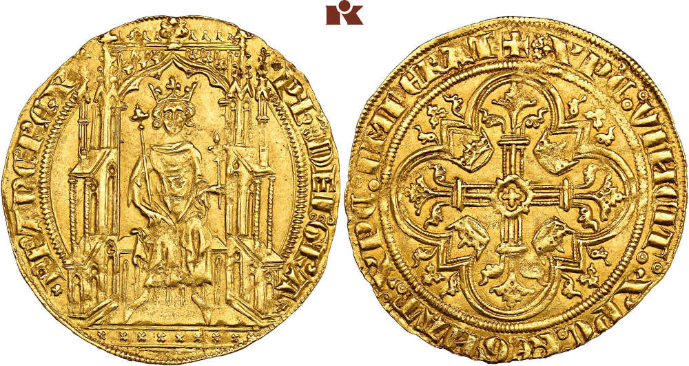 Nr. 4030: Frankreich. Philippe VI., 1328-1350. Double royal d’or o. J. (1340). Selten. Vorzüglich. Taxe: 7.500 Euro.