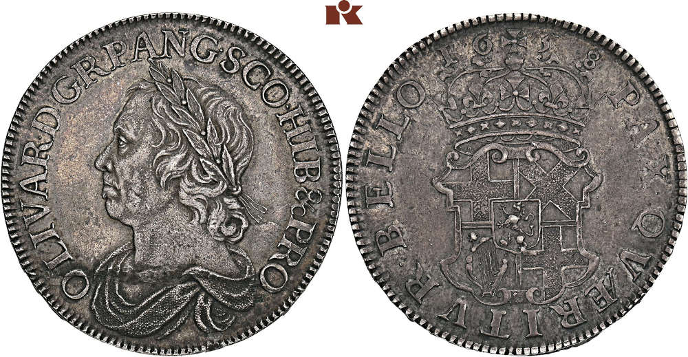 No. 4085: Great Britain. Oliver Cromwell, 1653-1658. Crown 1658. Very rare. Extremely fine. Estimate: 4,000 euros.