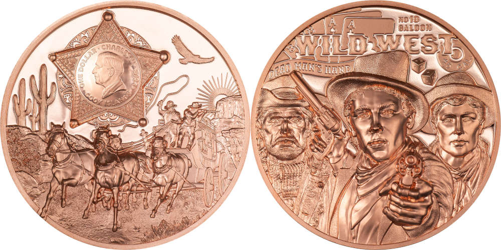 Cook Islands / 1 Dollar / Copper, 50 grams / 38.61 mm / Mintage figure: 5,000 pieces.