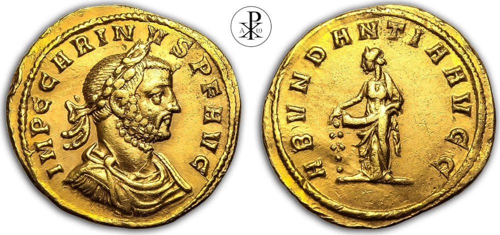 Römische Kaiserzeit. Carinus (283-285). Aureus, Siscia. Vorzüglich.YOTHR. 5.000 EUR.