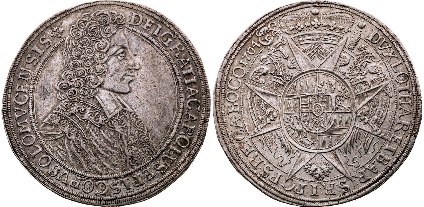 Nummer 169171: Olmütz. Bistum. Karl III. von Lothringen, 1695-1711. Kremsier. Taler 1704. Fast vorzüglich. Preis: 950,- EUR.