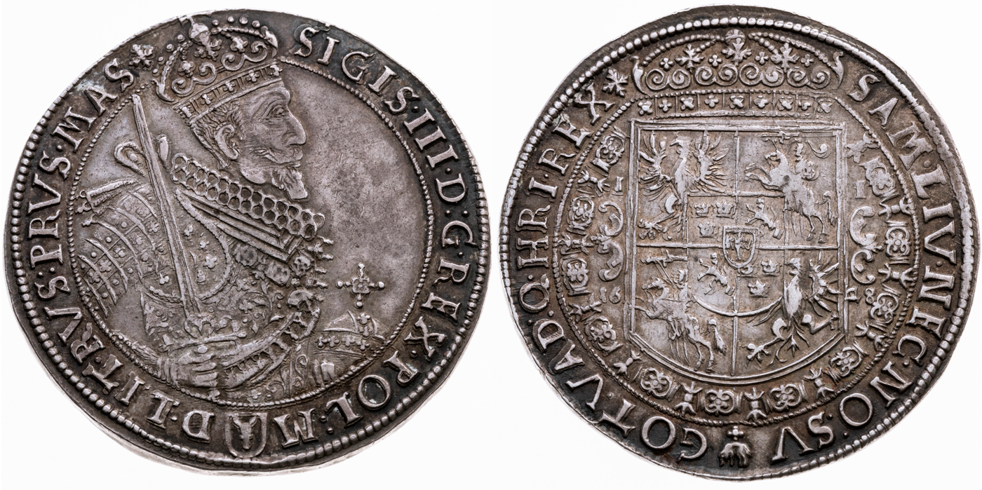 Nummer 171654.- Polen. Königreich. Sigismund III. Wasa, 1587-1632. Bromberg oder Krakau. Taler 1628. Feine Patina, vorzüglich. Preis: 5.500,- EUR.