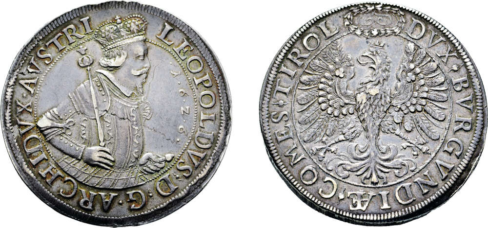 Los 2173: Gefürstete Grafschaft Tirol. Erzherzog Leopold V. 1625-1632. Breite 3 Reichstaler 1626. Taxe: 15.000 EUR.
