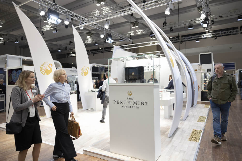 The impressive booth of the Perth Mint. Photo: World Money Fair.
