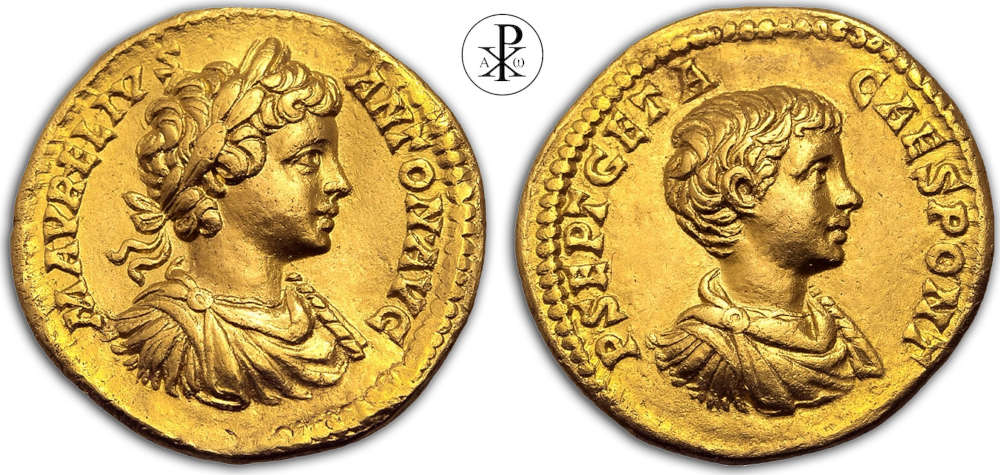 Römische Kaiserzeit. Septimius Severus (193-211) für Caracalla und Geta. Aureus, 198, Rom. Vorzüglich-. YOTHR. 11.499 EUR.