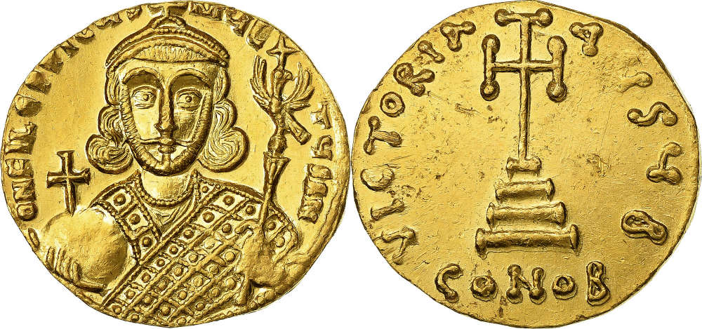 Byzanz. Philippicus Bardanes (711-713). Solidus, Constantinopolis. Unzirkuliert. Comptoir des Monnaies. Verkaufspreis: 5.890 EUR.