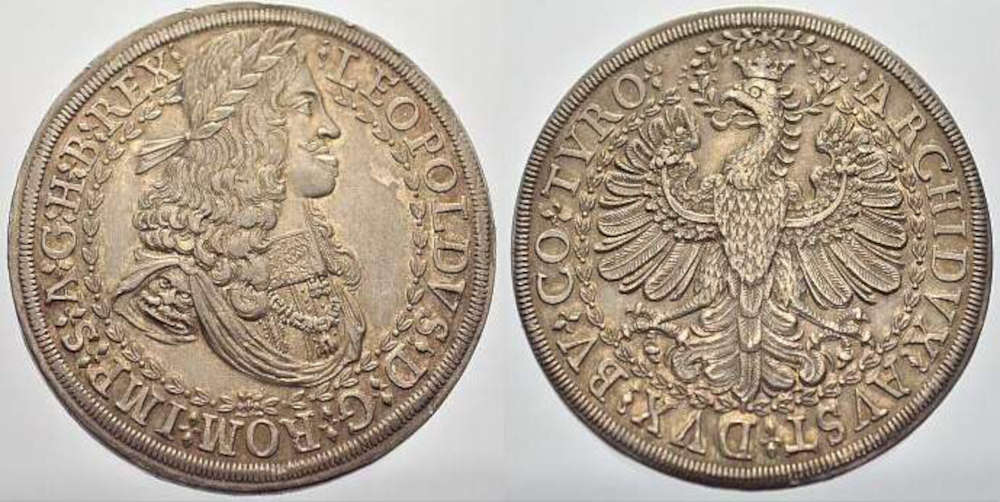 Habsburg. Leopold I. (1657-1705). Doppeltaler, ca. 1670, Hall. Fast Stempelglanz. Münzenhandlung Brom. Verkaufspreis: 4.750 EUR.