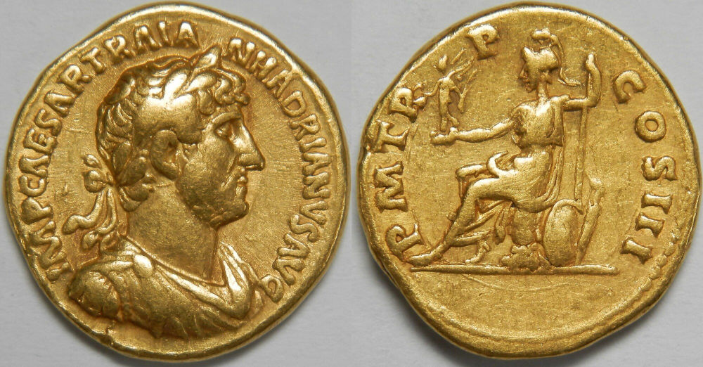 Römische Kaiserzeit. Hadrian. Aureus, 121-123 n. Chr. Gutes sehr schön. Camerarius Numizmatika. Verkaufspreis: 6450 EUR.