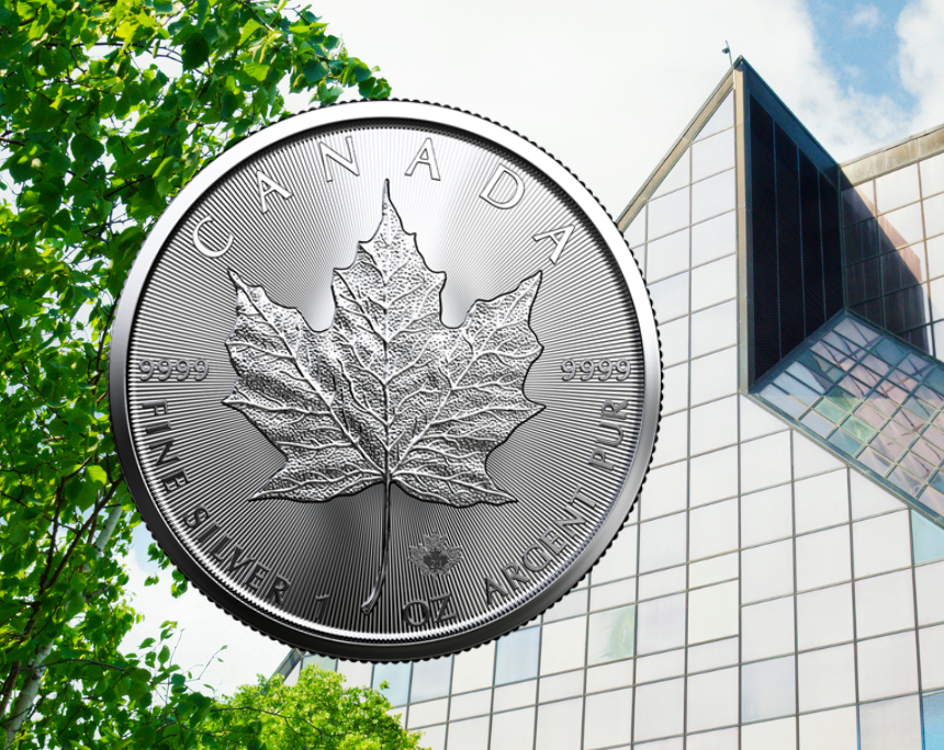 Ein globaler Trend: Starker Einbruch des Bullion-Geschäfts auch bei der kanadischen Münzprägestätte. (Foto: Hintergrund von powerofforever / Canva Pro, Münzfoto von Royal Canadian Mint.