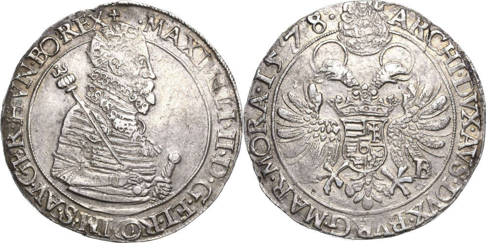 Römisch Deutsches Reich. Haus Habsburg. Maximilian II. (1564-1576). Taler, 1578, Kremnitz. Posthume Prägung. Leipziger Münzhandlung und Auktion Heidrun Höhn. 2.750 EUR.
