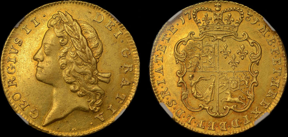 Großbritannien. Georg II. (1727-1760). Guinea, 1731. Selten. NGC MS61.Wessex Coins. Verkaufspreis: 18.555 EUR.