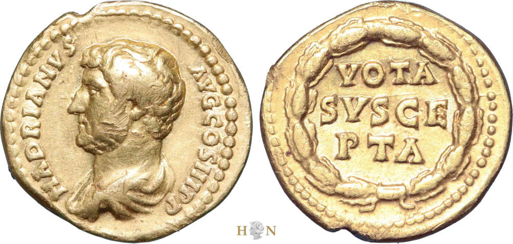Römisches Kaiserreich. Hadrian (117-138). Aureus, 134-138, Rom. Sehr selten. Sehr schön. Hollandia Numismatics. Verkaufspreis: 9.900 EUR.