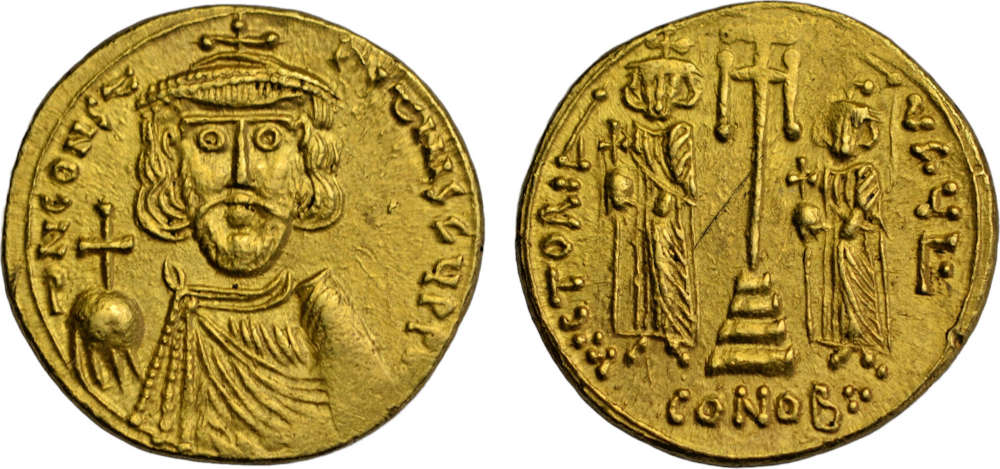 Byzanz. Konstantin IV (668-685). Solidus, c. 674-5, Syrakus. Äußerst selten. Vorzüglich. Bermondsey Coins Ltd. Verkaufspreis: 6.786 EUR.