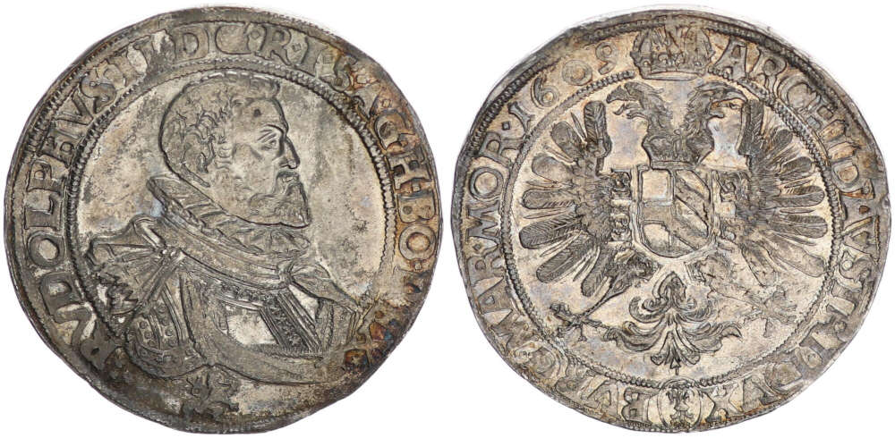 Römisch Deutsches Reich. Haus Habsburg. Rudolf II. (1576-1612). Reichstaler, 1609, Kuttenberg. Sehr selten. Vorzüglich. Münz- und Edelmetallhandel Andreas Fenzl. 3.000 EUR.