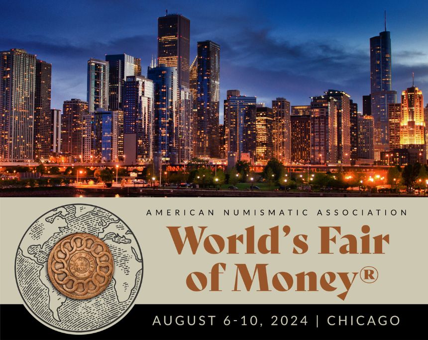 Vor den Toren der US-Metropole Chicago fand vom 6. bis 10. August die diesjährige ANA World's Fair of Money statt. Foto: ANA / „Chicago Skyline“ von mwalker973 von Getty Images Pro via Canva.