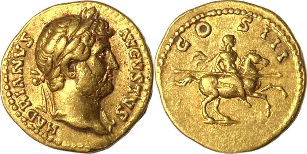 Römische Kaiserzeit. Hadrian (117-138). Aureus, Rom. Sehr schön. Richelieu Numismatique. Verkaufspreis: 5.700 EUR.