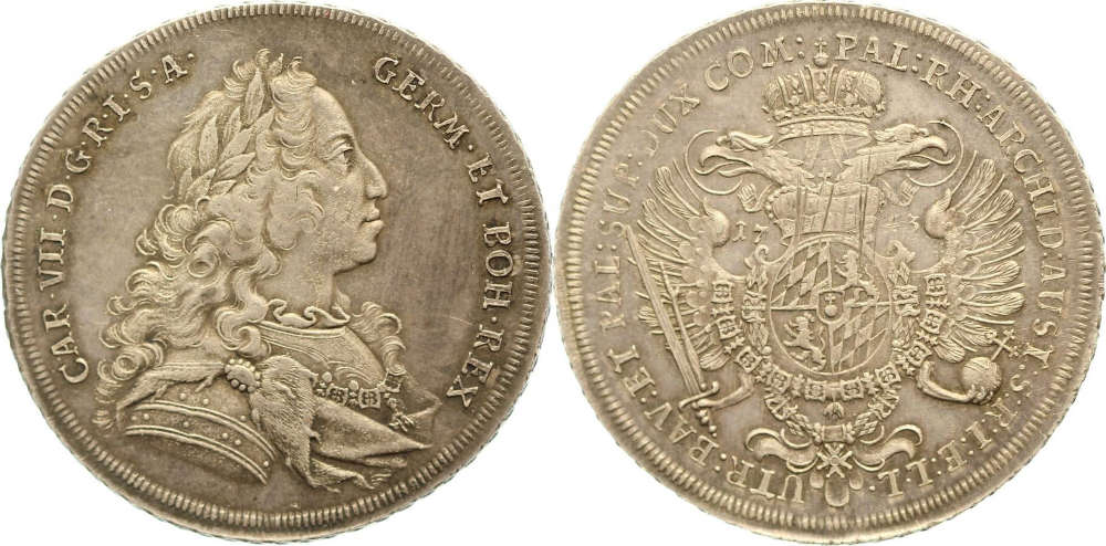 Altdeutschland. Bayern. Karl VII. (1742-1745). Reichstaler, 1743. Sehr selten in dieser Erhaltung. Vorzüglich-Stempelglanz. Hanseatische Münzenhandlung Bremen GmbH. 4.800 EUR.