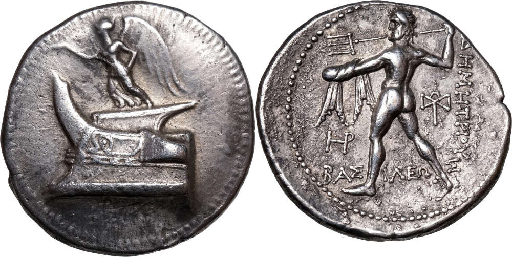 Griechen. Makedonien. Demetrios I. Poliorketes (306-283 v. Chr.). Tetradrachme, Salamis. Sehr schön+. Numidas (Fa. Lukas Kalchhauser). Verkaufspreis: 2.950 EUR.