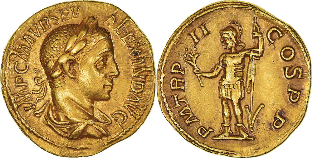 Römische Kaiserzeit. Severus Alexander (222–235). Aureus, 223, Rom. Comptoir de Monnaies. Verkaufspreis: 7.800 EUR.