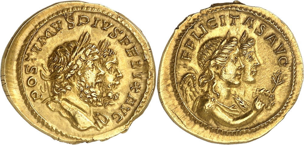 Nr. 535. Postumus, 260-268. Aureus, 266, Köln. Aus Auktion Vicomte E. de Quelen, Auktion Rollin & Feuardent (14.-26. Mai 1888), Nr. 1750; aus Sammlung Montagu, Auktion Rollin & Feuardent (20.-26. April 1896), Nr. 656; aus Sammlung des Metropolitan Museum of Art, Auktion Sotheby (10. November 1972), Nr. 188. Sehr selten. Knapp vorzüglich. Taxe: 30.000 Euro. Zuschlag: 190.000 Euro. Nr. 535. Postumus, 260-268. Aureus, 266, Köln. Aus Auktion Vicomte E. de Quelen, Auktion Rollin & Feuardent (14.-26. Mai 1888), Nr. 1750; aus Sammlung Montagu, Auktion Rollin & Feuardent (20.-26. April 1896), Nr. 656; aus Sammlung des Metropolitan Museum of Art, Auktion Sotheby (10. November 1972), Nr. 188. Sehr selten. Knapp vorzüglich. Taxe: 30.000 Euro. Zuschlag: 190.000 Euro.