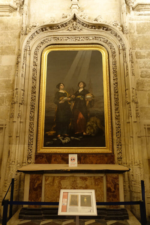 Such den Goya! ist ein beliebtes Spiel in spanischen Kathedralen. Hier ist er: Dargestellt sind Santa Justa (wie der Bahnhof) und Santa Rufina. Foto: KW. Such den Goya! ist ein beliebtes Spiel in spanischen Kathedralen. Hier ist er: Dargestellt sind Santa Justa (wie der Bahnhof) und Santa Rufina. Foto: KW.