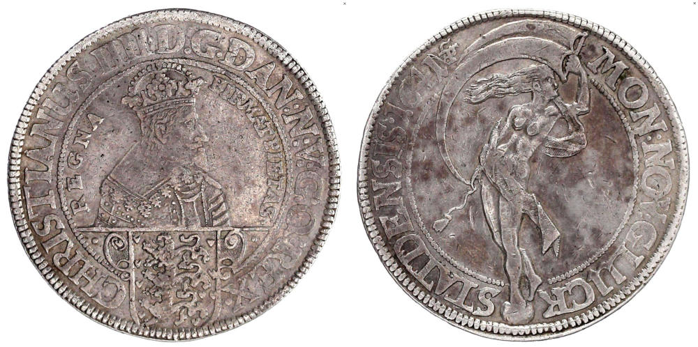 Los 2579: Altdeutsche Münzen und Medaillen, Schleswig-Holstein-Königliche Linie, Christian IV., 1588-1648. Dicker doppelter Speciestaler 1641, Glückstadt. Münzmeister Simon Timpf der Jüngere. Sehr schön, von größter Seltenheit. Schätzpreis: 12.000 EUR. Los 2579: Altdeutsche Münzen und Medaillen, Schleswig-Holstein-Königliche Linie, Christian IV., 1588-1648. Dicker doppelter Speciestaler 1641, Glückstadt. Münzmeister Simon Timpf der Jüngere. Sehr schön, von größter Seltenheit. Schätzpreis: 12.000 EUR.