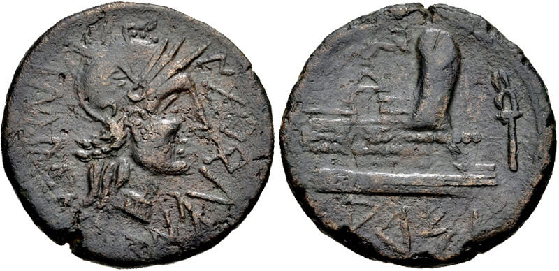 Arse-Saguntum. Bronze, ca. 150-100 v. Chr. Aus Sammlung Huntington und Auktion CNG 316 (2013), Nr. 7. Arse-Saguntum. Bronze, ca. 150-100 v. Chr. Aus Sammlung Huntington und Auktion CNG 316 (2013), Nr. 7.